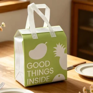 Custom Durable Non Woven Thermal Insulation Recyclable Cooler Bag Beverage Coffee Juice Take Out Packaging Bag