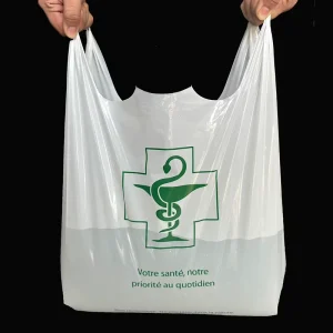 Custom Durable Side Reinforced PE Vest T Shirt Bags Supermarket Clear White Shopping Plastic Bags Logo Print Available