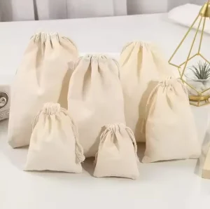 Custom Dustproof Natural Cotton Pouch Gift Bag 100% Cotton Drawstring Bag Storage Packaging Cotton Canvas Pouch Bag for Shopping
