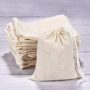 Custom ECO Organic Cotton Drawstring Bags Pouch Muslin Canvas Linen Sachet Bag Reusable Dust Gift Pouch for Party Home Supplies