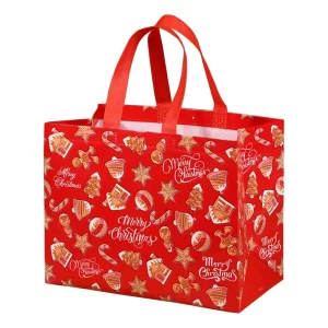 Custom Eco Friendly Christmas Decoration Gift Bags Food Shopping Bags Packaging Tote Paper Bags With Handle