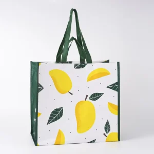 Custom Eco-Friendly PP Woven Shopping Bag Foldable Waterproof Striped Supermarket Gift Bag Reusable Customizable Logo Large Size