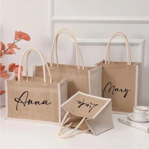 Custom Eco Friendly Reusable Shopping Packaging Tote Cotton Jute Bag with Logo