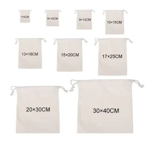 Custom Eco Friendly Water Resistant Reusable Cotton Drawstring Bag with Small Size and Custom Logo for Gift Packaging Dust Bag