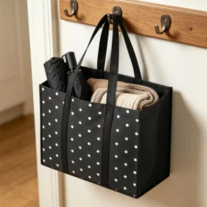 Custom Eco friendly Non woven Shopping Bag Foldable with Zipper Closure Reusable Multi functional Bag for Grocery Work & Gift