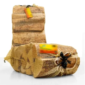 Custom Firewood Packing Mesh Sack Bag 40L 60L 80L UV PP Mesh Net With Logo Label 20-35kg Load Capacity