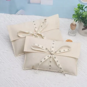 Custom Flap Cotton Fabric Envelope Gift Packaging Bags for Luxury Cloth Jewelry Cosmetic Natural Muslin Envelope Dust Bag