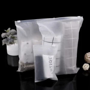 Custom Garment Packaging Bags Small Frosted Poly Bag with Zipper Logo Printing