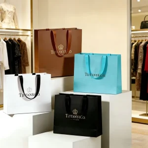 Custom Garment Packaging Bags with Logo Printed Kraft Paper Shopping Gift Bags for Small Business Boutique Bulk Retail