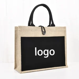 Custom Logo Burlap Beach Jute Bags Eco Friendly Reusable Women Custom Cotton Jute Hand Bag