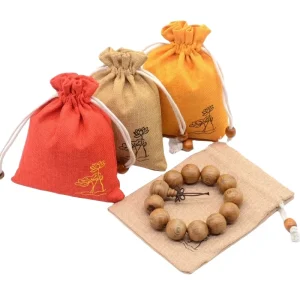 Custom Logo Colorful Linen Pouch Jute Drawstring Shopping Bags Cotton Fabric Jewelry Gift Bag Packaging Textile Product