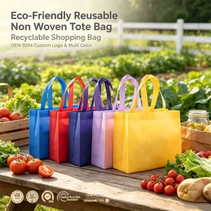 Custom Logo Eco Friendly Laminated Non Woven Shopping Tote Bag for Grocery Supermarket Gift Packaging Promotion