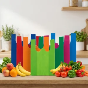 Custom Logo Eco Friendly Reusable Die Cut Grocery Shopping T shirt Bag Non Woven Bag