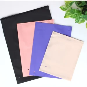 Custom Logo Frosted Purple Pink Plastic Bag Clothes Zipper Lock Ziplock Bag Garment Packaging Frosted Zipper Bag