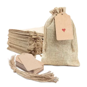 Custom Logo Jute Christmas Gift Bag Eco Bag Recyclable Linen Sack Coffee Bean Storage Pouch Burlap Drawstring Bag