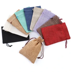 Custom Logo Natural Jute Burlap Drawstring Bags Eco friendly Linen Jewelry Pouch for Gift Packaging OEM Factory