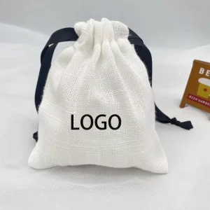 Custom Logo Organic Cotton Drawstring Mesh Bags Garment Cosmetic Makeup Shopping Canvas Bags for Women Cotton Textile Packaging