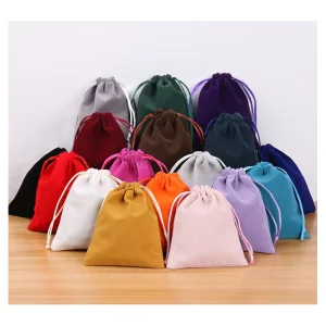 Custom Logo Packaging Velvet Drawstring Bag Luxury Colored Jewelry Velvet Gift Bag