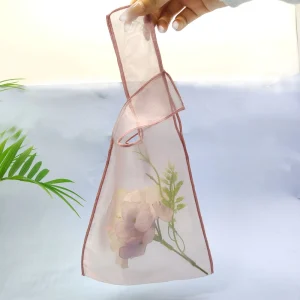 Custom Logo Plexiglass Transparent Bag for Small Handbag Ballet Style Jewellery Bracelet Storage Organza Dust Textile Packaging