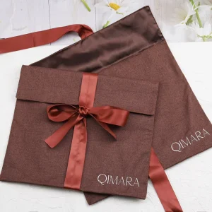 Custom Logo Printed Birthday Wedding Gift Packaging Jute Envelope Bag With Lining Satin Soft Clothes Storage Burlap Envelope Bag