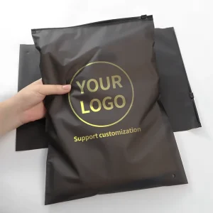 Custom Logo Printed Black Matte CPE T shirt Pants Hoodie Clothing Packaging Zipper Bag Plastic Zipper Bag for Garment Packaging