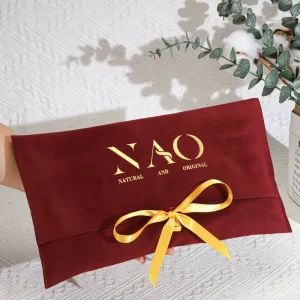 Custom Logo Printed Burgundy Suede Clothing Scarf Underwear Packing Pouch Luxury Velvet Gift Envelope Bag With Bow