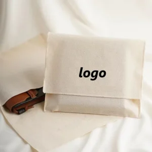 Custom Logo Printed Canvas Envelope Baby Clothing Packing Dust Bag for Gift Luxury Cotton Twill Envelope Pouch