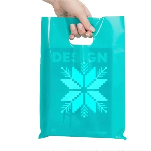 Custom Logo Printed Die Cut Fold Black Plastic Carry Shopping Bags For Retail Boutique Shop Clothes Packaging