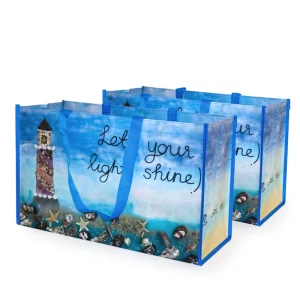 Custom Logo Printed Durable Eco Friendly Recycled Reusable PP Woven Laminated Webbing Handled Shoulder Strap Shopping Bag
