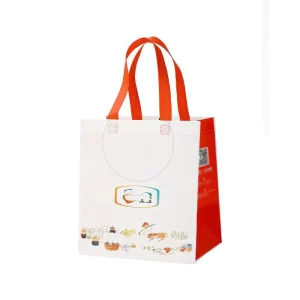 Custom Logo Printed Durable Non Woven Folding Laminated Grocery Shopping Gift Craft Shoe Handle Fabric Bag