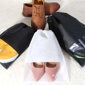 Custom Logo Printed Non Woven Gift Shoe Bag Pull String Bag Non woven Bulk Sport Gym Drawstring Shoe Dust Bag for Men