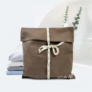 Custom Logo Printed Organic Cotton Canvas Pillow Child Clothing Packing Bag With Tie Envelope Dust Pouch