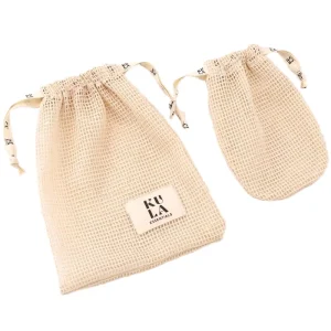 Custom Logo Printed Organic Cotton Mesh Soap Bag Stylish Eco Friendly Moisture Proof Water Resistant Luxury Textile Packaging