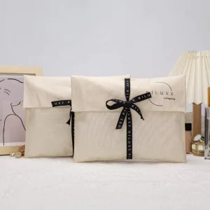 Custom Logo Printed Organic Envelope Cotton Canvas Clothing Packing Bag Cotton Envelope Dust Pouch Recyclable
