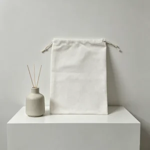 Custom Logo Printed Recyclable Cotton Bag with Drawstring for Gift Packaging and Promotional Use