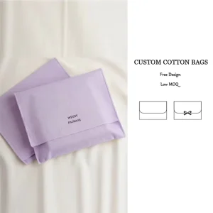 Custom Logo Printed Recyclable Cotton Dust Pouch Bag Muslin Bags Cover Envelope Gift Packing for Clothing Book Jewelry Promotion
