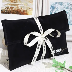 Custom Logo Printed Suede Envelope Bag For Gift Clothes Handbag Wig Luxury Velvet Envelope Pouch