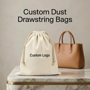 Custom Logo Printed Velvet Dust Drawstring Pouches for Handbag Covers Cosmetic Jewelry Packaging Natural Cotton Canvas Pouches