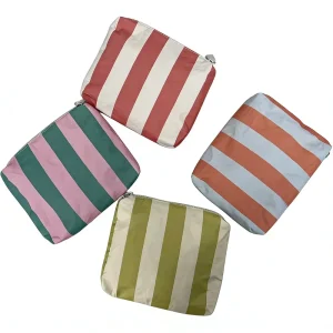 Custom Logo Printed Waterproof Dupont Paper Beach Storage Bag Hawaii Aloha Striped Tyvek Makeup Zipper Pouch