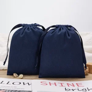 Custom Logo Printed White Luxury Twill Cotton Packaging Bags High Quality Gift Drawstring Jewelry Cotton Pouch