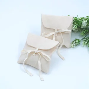 Custom Logo Printed White Plain Twill Cotton Flap Clothes Handbag Packaging Bag Wallet Dust Cotton Envelope Pouch
