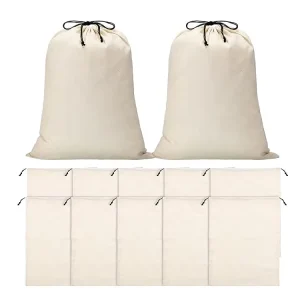 Custom Logo Printing Cotton Extra Large Drawstring Gift Packaging Bag for Handbags Dust and Shaping Pillows With Your Logo