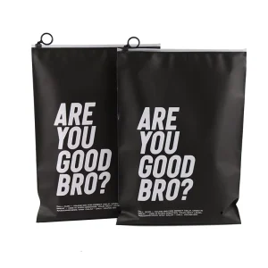 Custom Logo Printing Frosted Black Circle Ring Slider Zip Lock Packaging Apparel Clothing T Shirt Jackets Bags