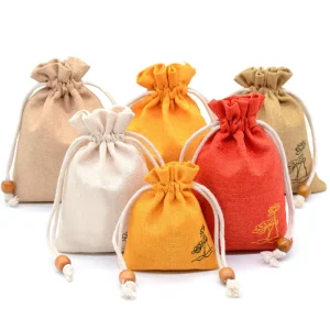 Custom Logo Printing Handmade Small Jute Sack Jewelry Drawstring Gunny Bags for Necklaces Bracelets Gift Packaging