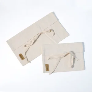 Custom Logo Printing Ribbon Muslin Envelope Clothes Quilt Storage Bag Large Natural Cotton Flap Dust Gift Pouch