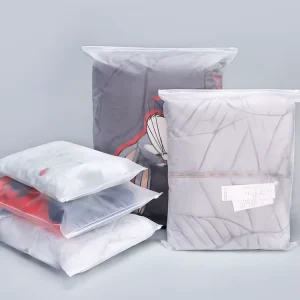 Custom Logo Printing White Matte Frosted Zipper Seal Ziplock Plastic Packaging Bags for Clothing Garment Packaging