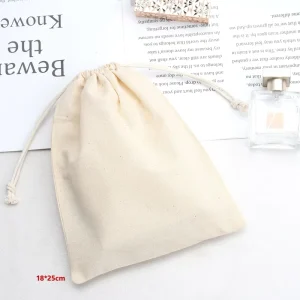 Custom Logo Recyclable Cotton Drawstring Bags Dust Pouch for Cosmetics Packaging Organic Cotton Canvas Drawstring Bag