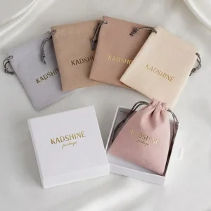 Custom Logo Reusable Cotton Pouch Drawstring Velvet Dust Bag for Handbags Cosmetic Jewelry Wallet Sunglasses Gift Packaging