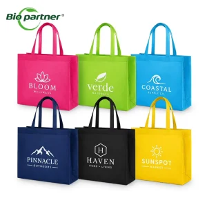 Custom Logo Reusable Tote Bag Recyclable Nonwoven PP Non Woven Reusable Laminated Bag Trade Show Retail Shopping Bag
