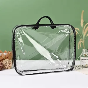 Custom Logo Reusable Transparent PVC Cosmetic Storage Bags Zip Lock Cushion Home Textile Bedding Packaging for Bedding Clothing